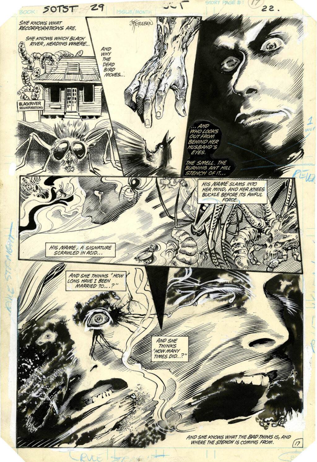 Saga of the Swamp Thing issue 29 page 17 by Stephen Bissette and John Totleben