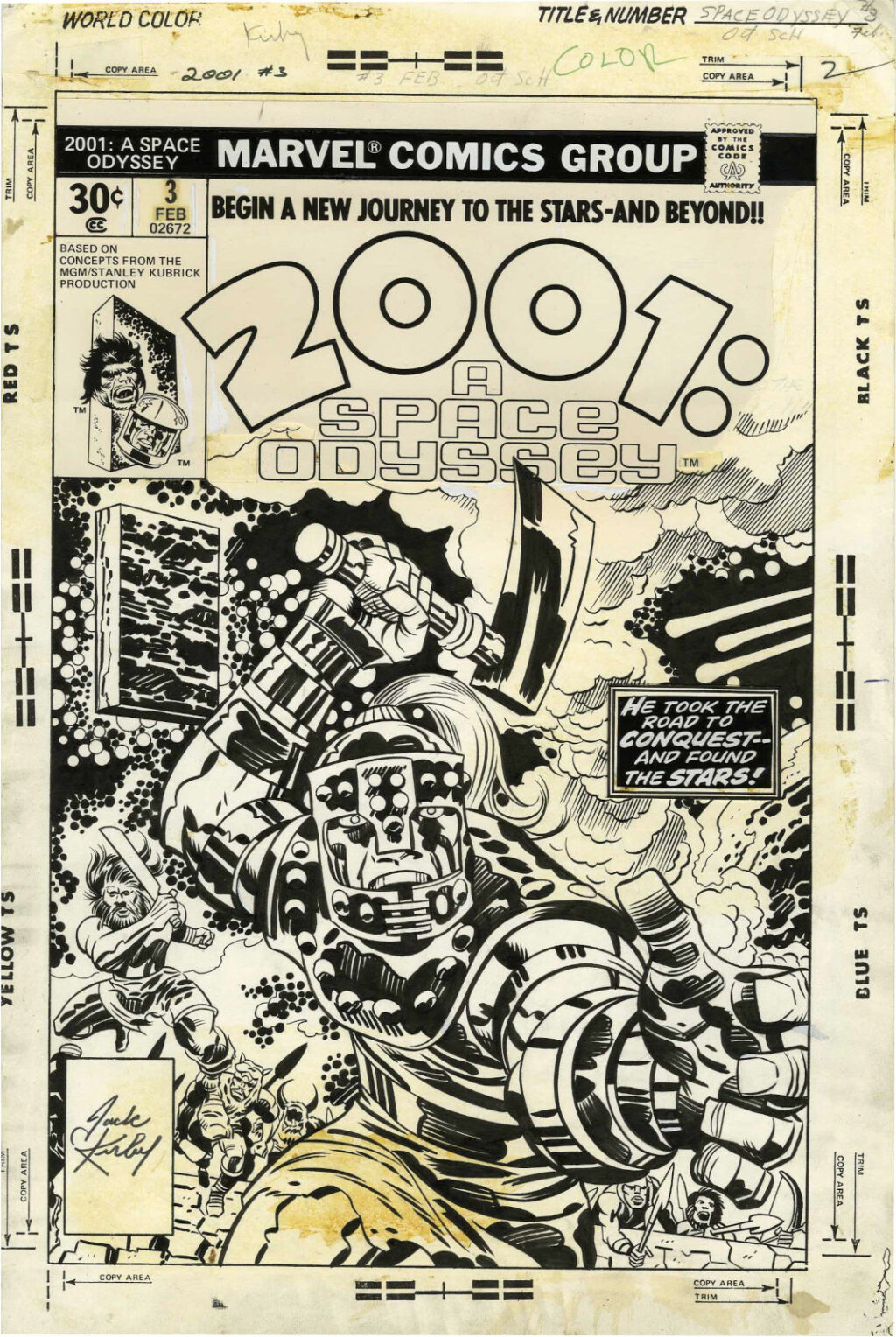 2001 A Space Odyssey issue 3 cover by Jack Kirby and John Verpoorten